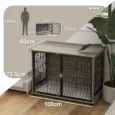 Large Dog Crate Side Table with Cushion – Grey Wood Effect, 100cm