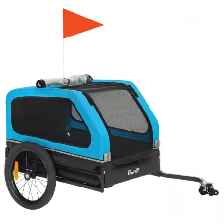 Dog Bicycle Trailer with Loading Ramp &ndash; Blue, 20kg Capacity