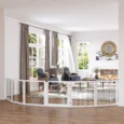 Six-Panel Folding Wooden Pet Gate – White, 70cm