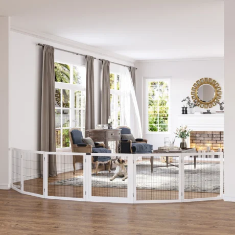 Six-Panel Folding Wooden Pet Gate &ndash; White, 70cm &ndash; detail 2