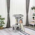 Dual-Condo Cat Activity Tree with Sisal Posts – Grey
