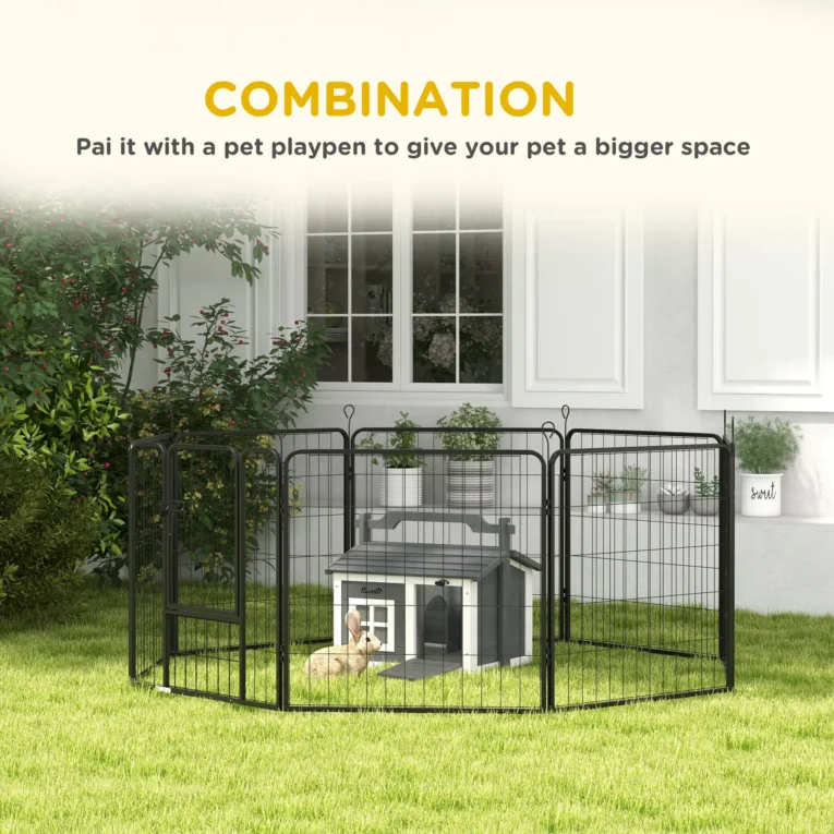 Compact Wooden Rabbit Resting House with Carry Handle – Grey
