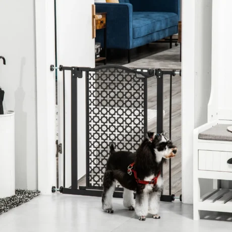 Auto-Close Steel Pet Gate with Double Lock &ndash; Black, 74&ndash;80cm &ndash; detail 2