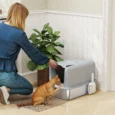 Covered Steel Cat Litter Box with Scoop and Filters – Grey, 60.5cm
