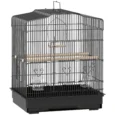 Metal Bird Cage with Perches, Bowls and Swing – Black, 59cm High
