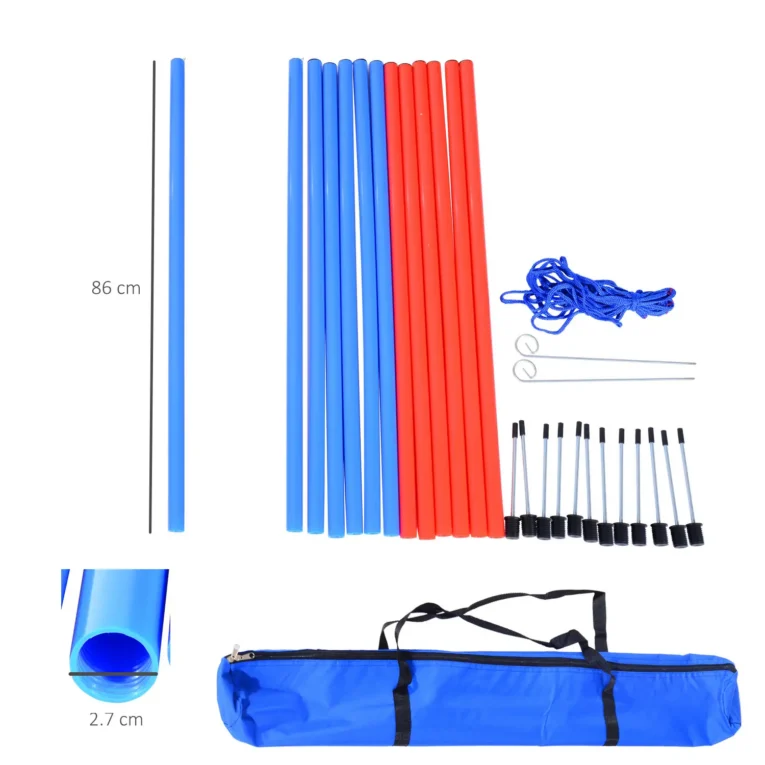12-Pole Dog Agility Training Set with Ground Stakes and Bag