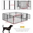 Eight-Panel Steel Dog Playpen – Black, 60cm High
