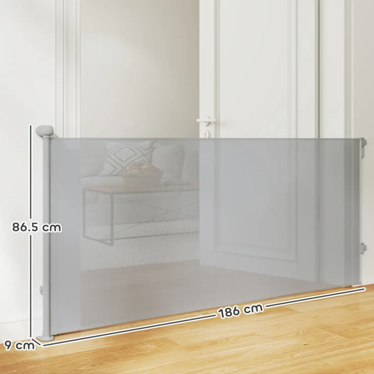 Retractable Mesh Dog Gate for Openings up to 180cm – Grey