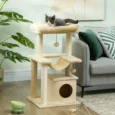 Cat Tower with Den, Hammock and Top Bed – Beige, 90cm