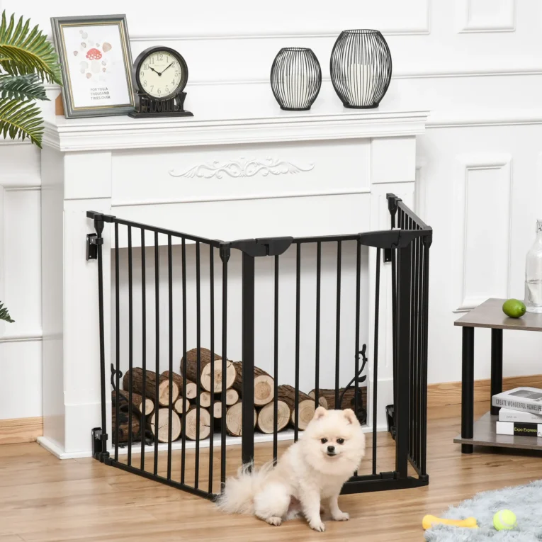 Metal Pet Safety Gate 3 Panels Room Divider – Black