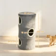 Three-Den Plush Cat Barrel with Washable Cover – Grey, 80cm