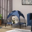 Raised Dog Bed with Canopy – Dark Blue, 76 × 61cm