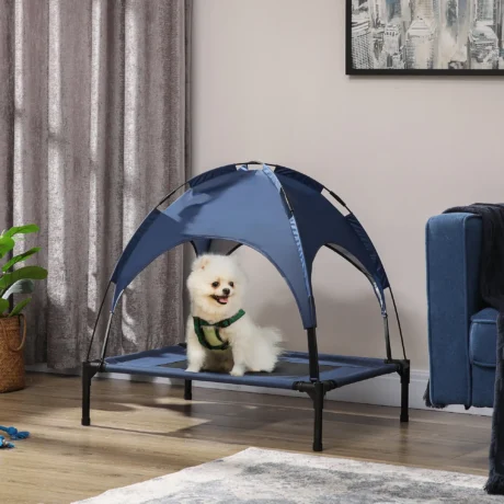 Raised Dog Bed with Canopy &ndash; Dark Blue, 76 &times; 61cm &ndash; detail 2