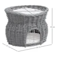 Two-Level Wicker Cat Bed with Cushions – Grey, 56cm