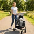 Three-in-One Pet Stroller with Detachable Carrier – Grey