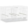 Divided Bird Cage with Perches and Feeders – White, 76cm