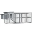 Wooden Chicken Coop with Covered Run and Nest Box – Grey, 264cm
