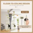 Floor-to-Ceiling Cat Climbing Tower with Hammock – Beige, 230–250cm