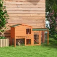 Two-Tier Wooden Rabbit Hutch with Run and Tray – Orange, 150cm
