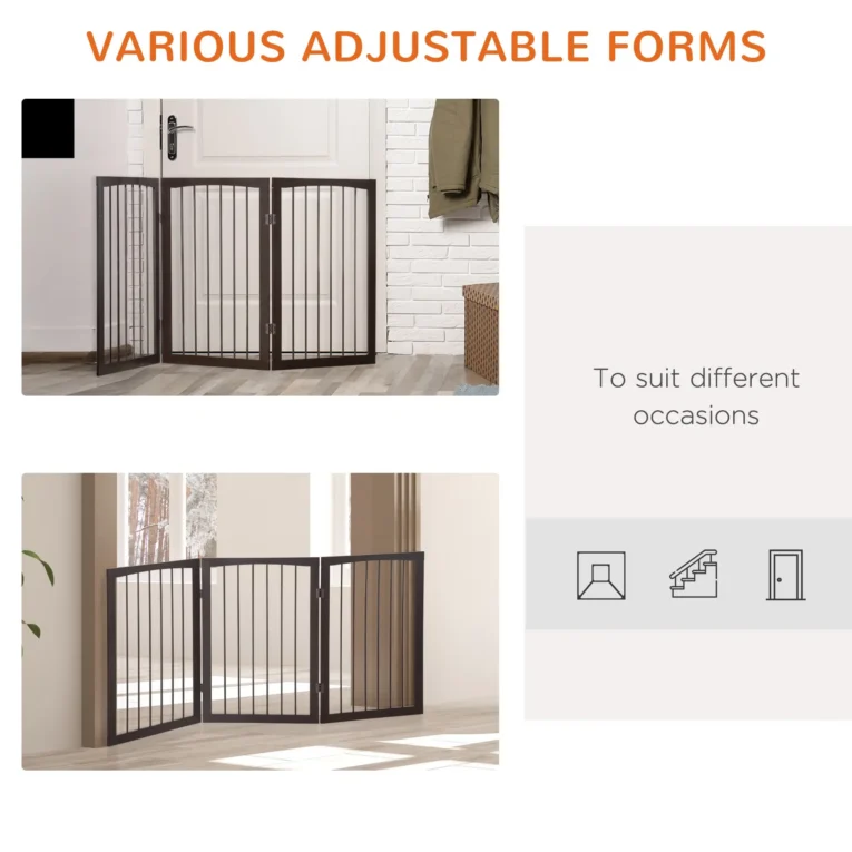 Three-Panel Folding Pet Barrier – Dark Brown, 76cm
