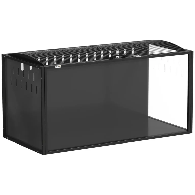 Steel Hamster Habitat with Clear Panels – Black, 105cm