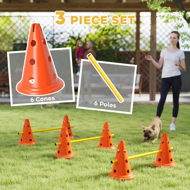 Three-Jump Dog Agility Set with Carry Bag – Orange and Yellow Three-Jump Dog Agility Set with Carry Bag – Orange and Yellow
