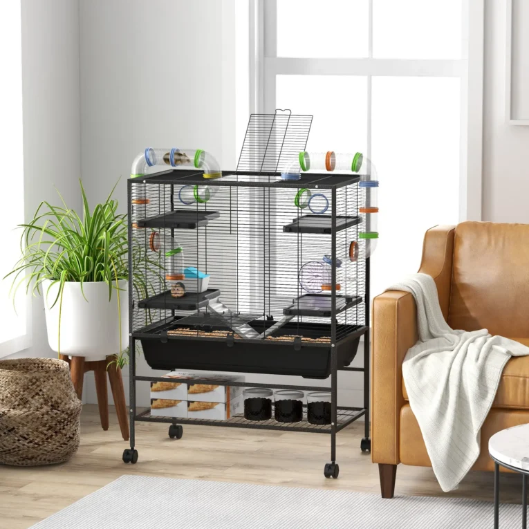 Large Hamster Cage with Tubes and Ramps – Multicoloured
