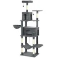 Tall Cat Activity Tower with Two Hammocks – Dark Grey, 202cm