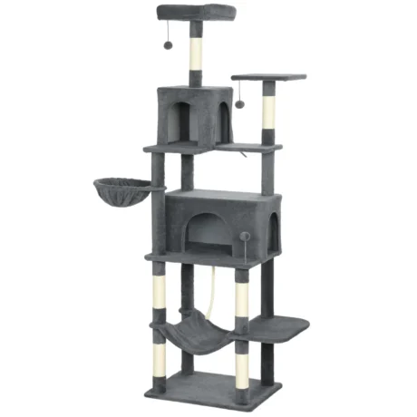 Tall Cat Activity Tower with Two Hammocks &ndash; Dark Grey, 202cm
