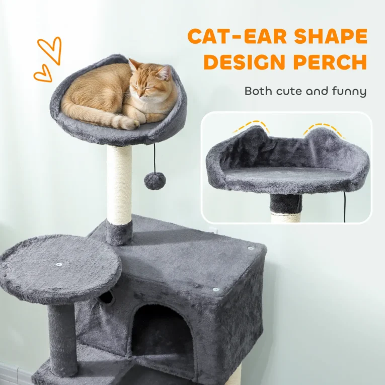 Cat Activity Tower with Two Hideaways – Dark Grey, 160cm Cat Activity Tower with Two Hideaways – Dark Grey, 160cm