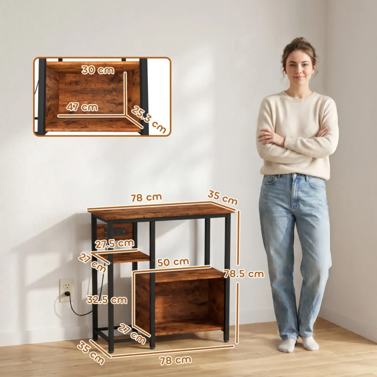 Aquarium Stand with Storage and Power Outlets – Tiger Wood Effect