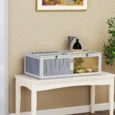 Wooden Tortoise House with Lamp Holder and Clear Panels – Grey