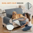 2-Seater Sofa Cover for Pets, Non-Slip – Grey, Black