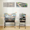 Three-Level Small-Animal Cage with Storage Shelf – Black, 106.5cm High