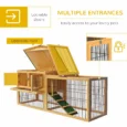 Wooden Rabbit Hutch with Outdoor Run – Yellow
