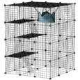 Modular Indoor Cat Enclosure with Ramps and Hammock – Black