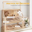 Wooden Hamster Cage with Deep Base and Wheel – Natural, 80cm