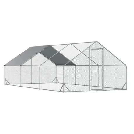 Walk-In Steel Poultry Run with Covered Section – 6 × 3m