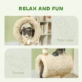 Sheep-Style Cat Tower with Tunnel and Scratching Posts – 98cm
