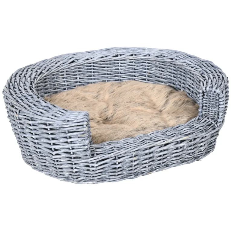 Wicker Pet Bed Sofa Couch 57x46x17.5cm – Grey