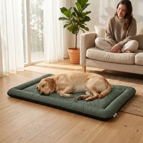 Foldable Travel Dog Bed – Army Green, 130 × 85cm