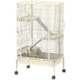 Four-Level Small-Animal Cage with Ramps and Wheels – Beige