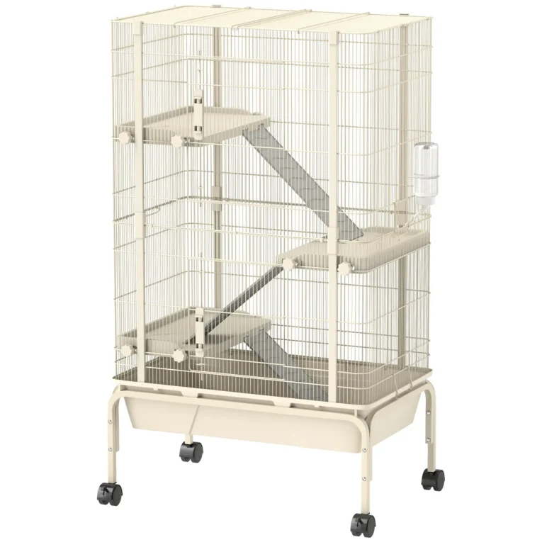 Four-Level Small-Animal Cage with Ramps and Wheels – Beige Four-Level Small-Animal Cage with Ramps and Wheels – Beige