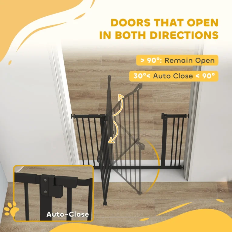 Adjustable Dog Gate – Black, 78cm High, 74–100cm
