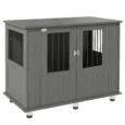 Dog Crate Side Table with Double Doors – Grey, 95cm