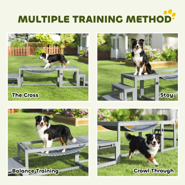 Three-Piece Wooden Dog Agility Course – Grey Three-Piece Wooden Dog Agility Course – Grey