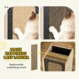 Cat Scratching Column with Top Perch and Replaceable Board – Oak, 63cm