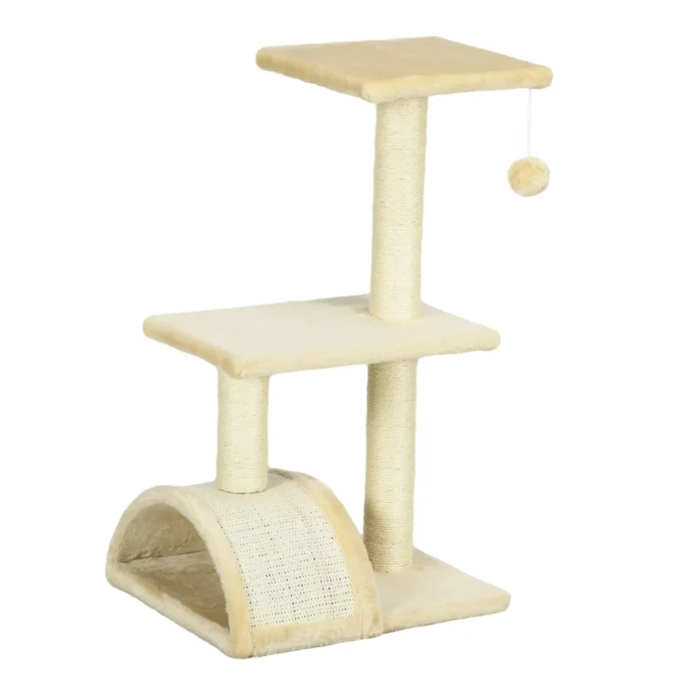 Cat Tree with Scratching Post 72cm – Cream white