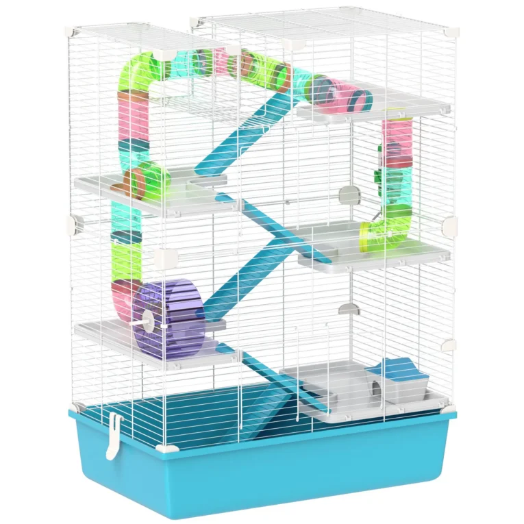 6-Tier Hamster Cage with Tubes and Accessories – Light Blue