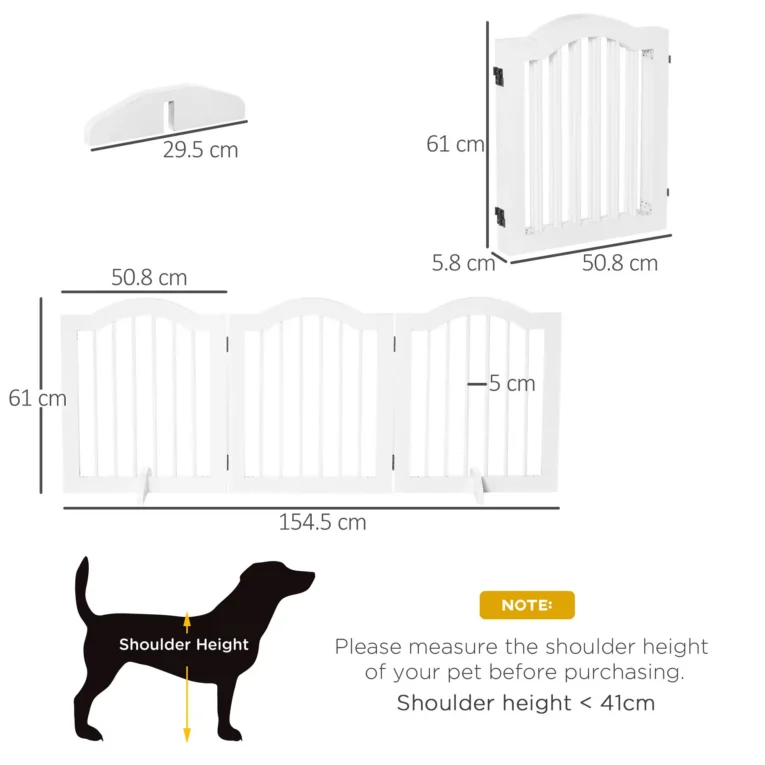Three-Panel Freestanding Dog Gate – White